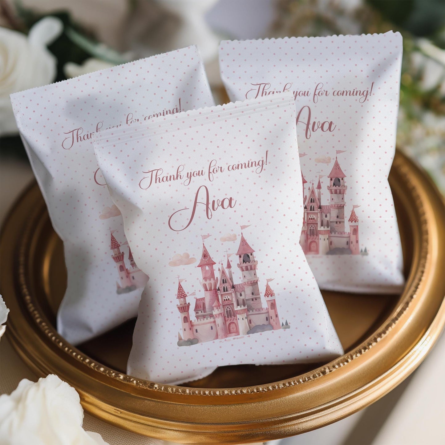 Princess Castle Party Bags – Personalised Birthday Favours (Set of 10)