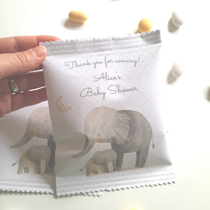 Elephant Baby Shower Treat Bags – Personalised Party Favours (Set of 10)