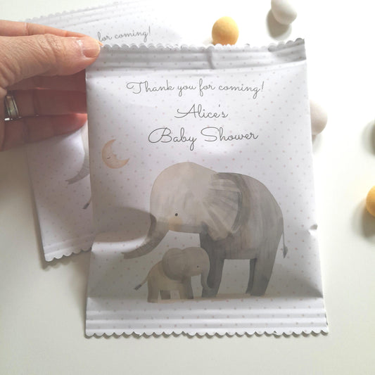 Elephant Baby Shower Treat Bags – Personalised Party Favours (Set of 10)