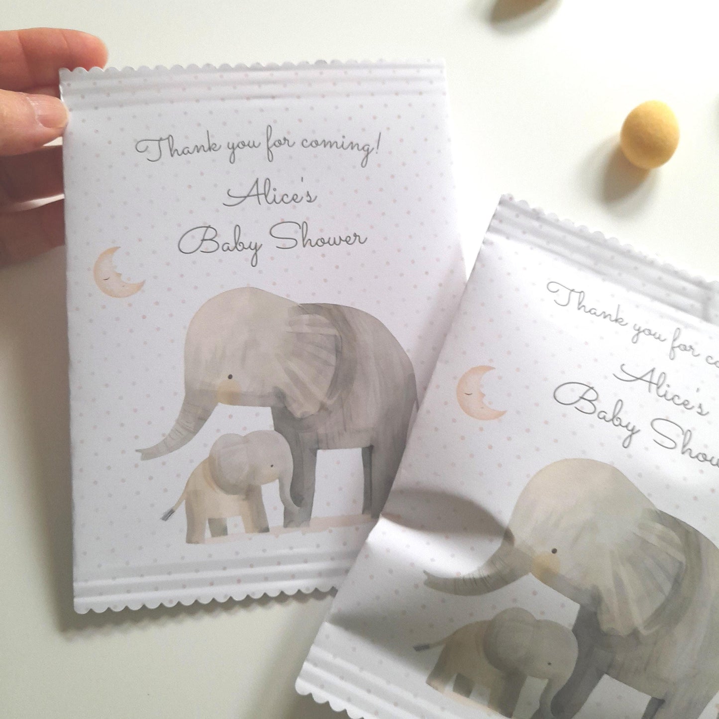 Elephant Baby Shower Treat Bags – Personalised Party Favours (Set of 10)