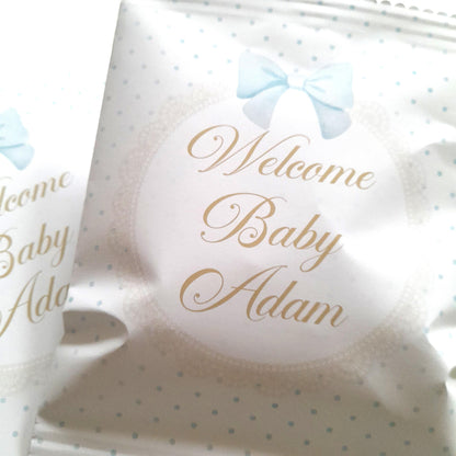 Personalised Welcome Baby Boy Party Bags – Treat Favours (Pack of 10)