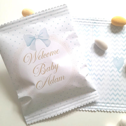 Personalised Welcome Baby Boy Party Bags – Treat Favours (Pack of 10)