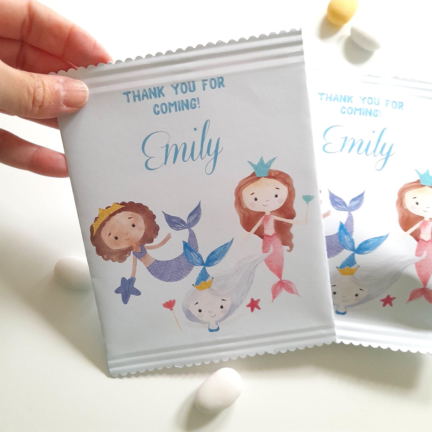 Personalised Mermaid Party Bags – Custom Birthday Treat Bags (Pack of 10)