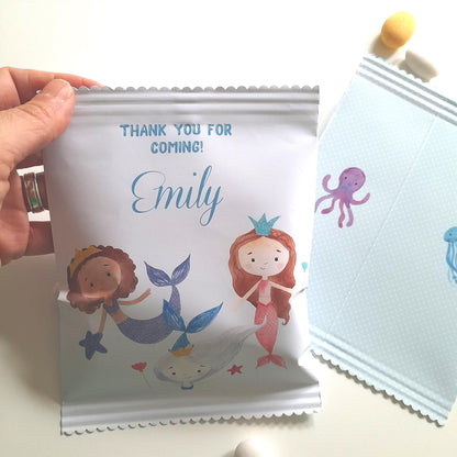 Personalised Mermaid Party Bags – Custom Birthday Treat Bags (Pack of 10)