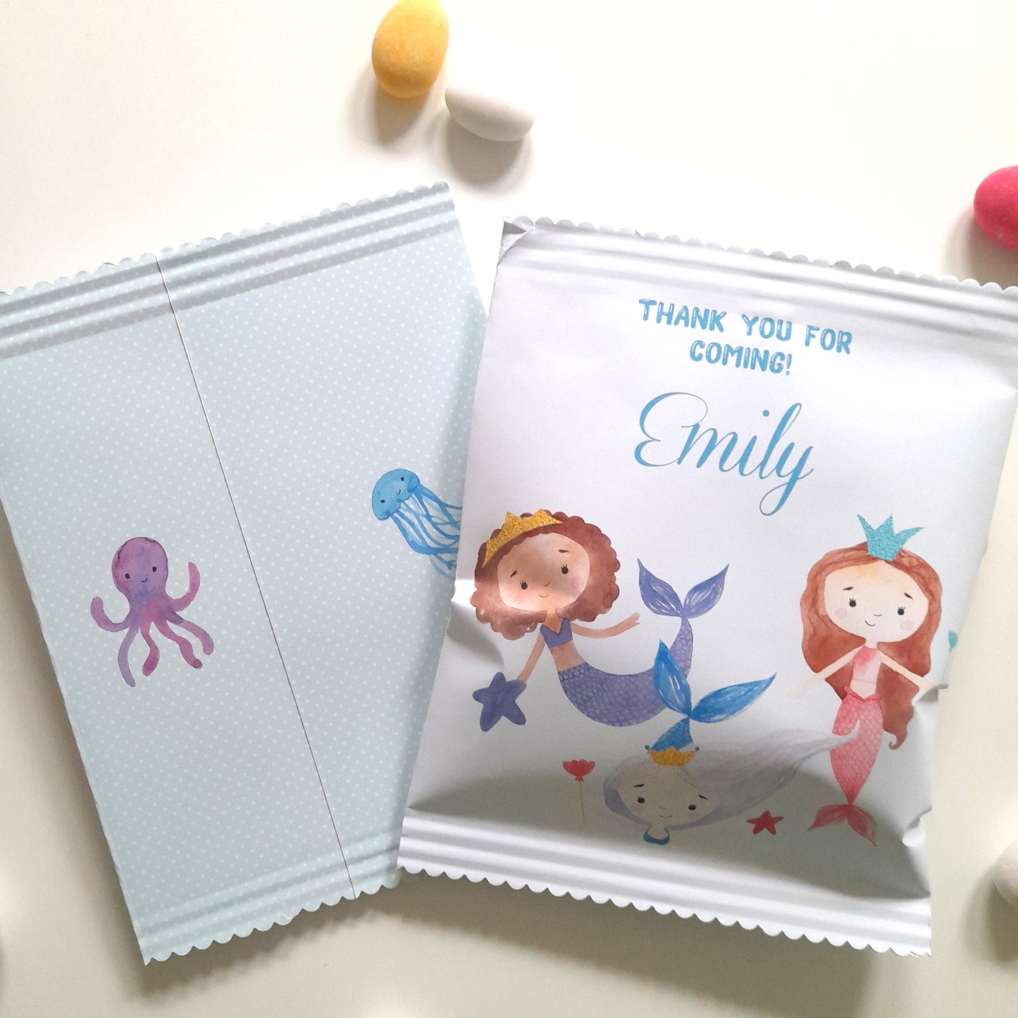 Personalised Mermaid Party Bags – Custom Birthday Treat Bags (Pack of 10)