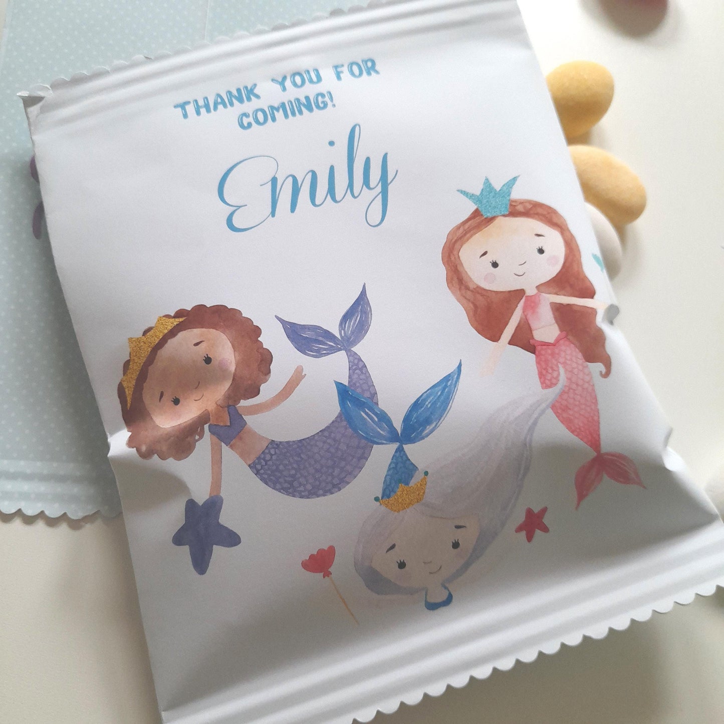 Personalised Mermaid Party Bags – Custom Birthday Treat Bags (Pack of 10)