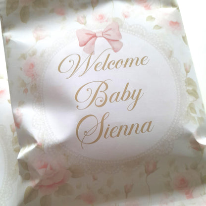 Personalised Welcome Baby Girl Party Bags (Set of 10)