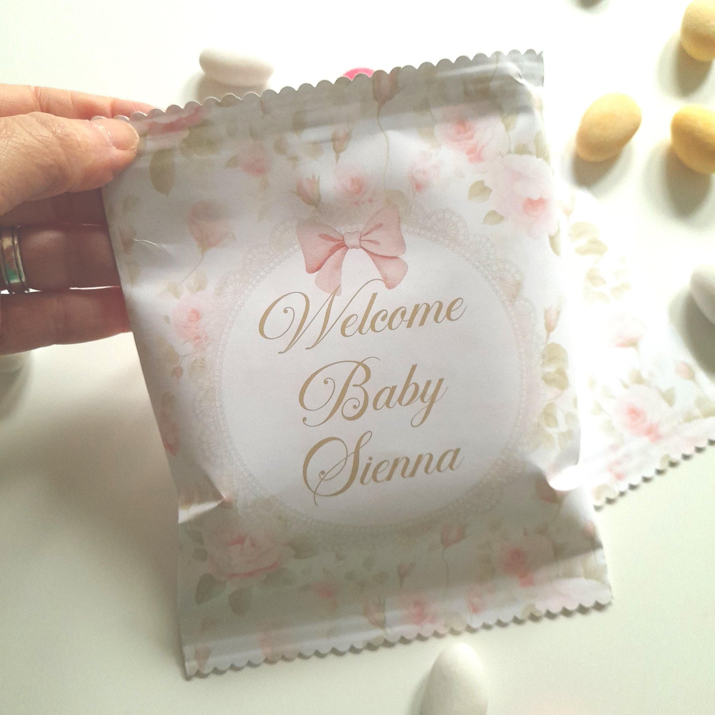 Personalised Welcome Baby Girl Party Bags (Set of 10)