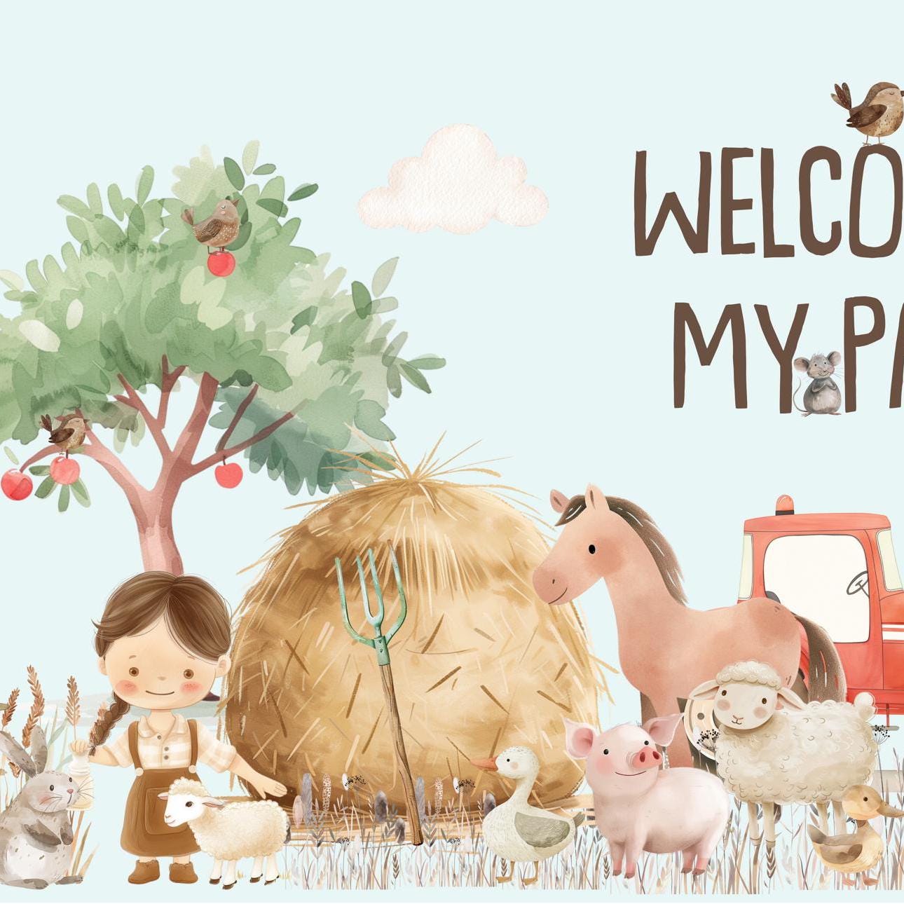 Farmyard Personalised Party Banner – Luxury Satin Paper Decoration