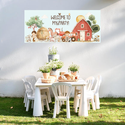 Farmyard Personalised Party Banner – Luxury Satin Paper Decoration