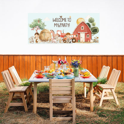 Farmyard Personalised Party Banner – Luxury Satin Paper Decoration