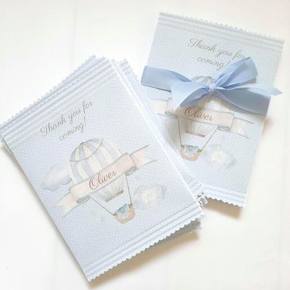 Blue Hot Air Balloon Party Favour Bags – Personalised Baby Shower (Pack of 10)