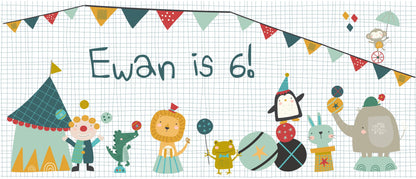 Personalised Circus Birthday Banner – Party Wall Décor