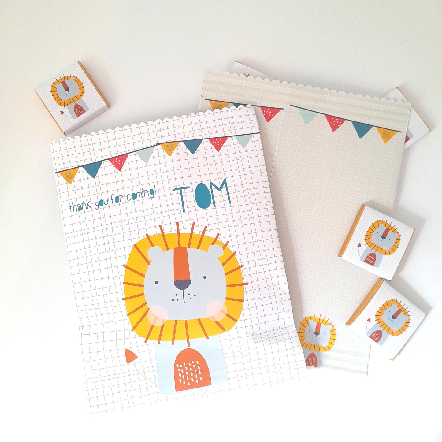 Lion Party Treat Bags – Personalised Jungle Safari Favours (Set of 10)