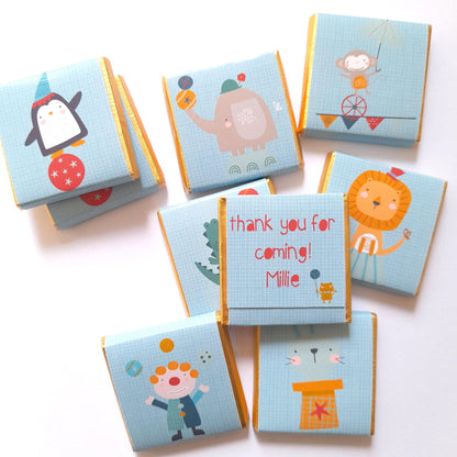 Circus Party Chocolate Favours – Personalised Treats (25 Pack)