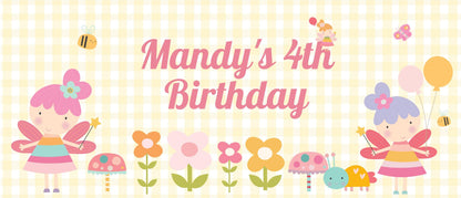 Flower Fairy Birthday Banner – Personalised Party Décor