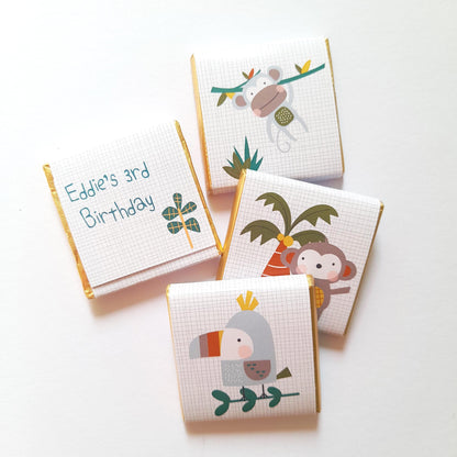 Tropical Jungle Chocolate Favours – Personalised Safari Party Treats (Pack of 25)