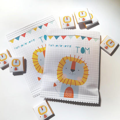 Lion Party Treat Bags – Personalised Jungle Safari Favours (Set of 10)