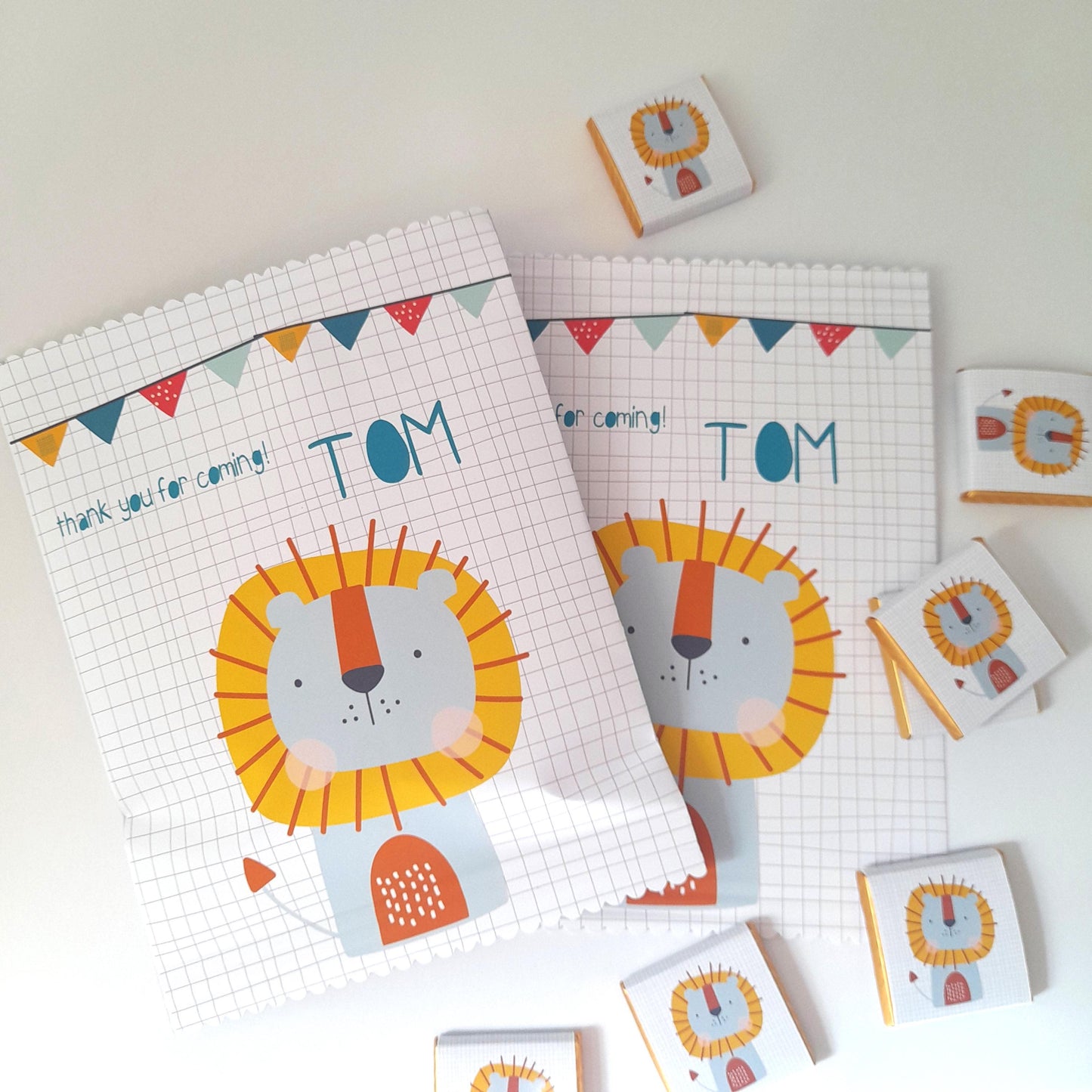 Lion Party Treat Bags – Personalised Jungle Safari Favours (Set of 10)