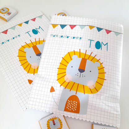 personalised treat bags, ideal for jungle or safari-themed events like birthdays and baby showers.