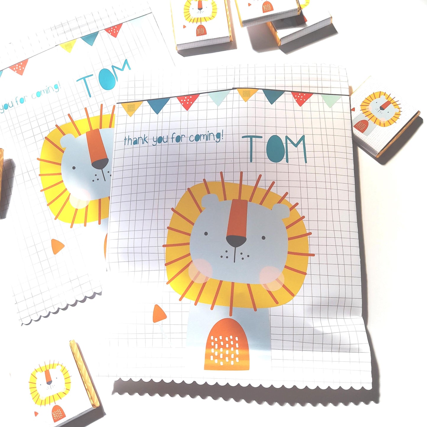 Lion Party Treat Bags – Personalised Jungle Safari Favours (Set of 10)