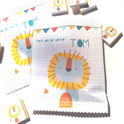 Lion Party Treat Bags – Personalised Jungle Safari Favours (Set of 10)