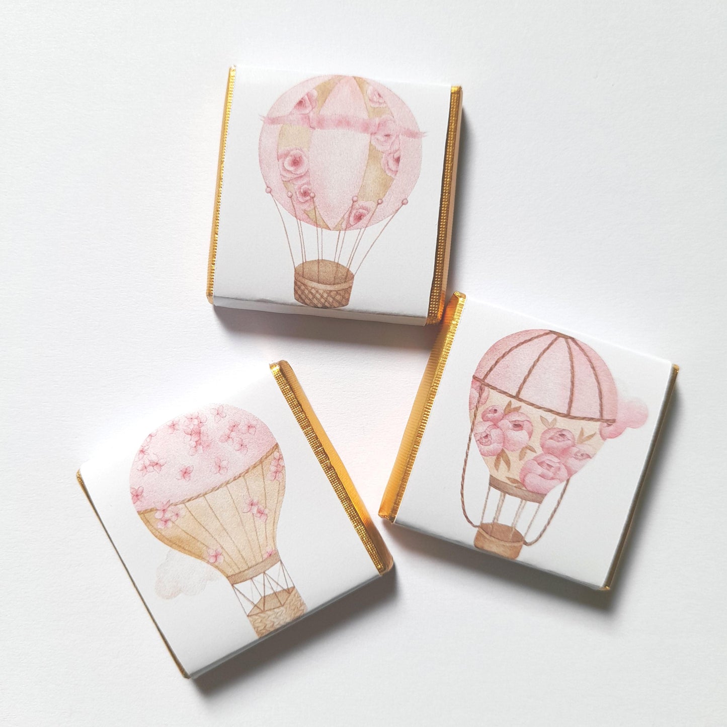 Blush Hot Air Balloon Baby Shower Chocolate Favours (25 Pack