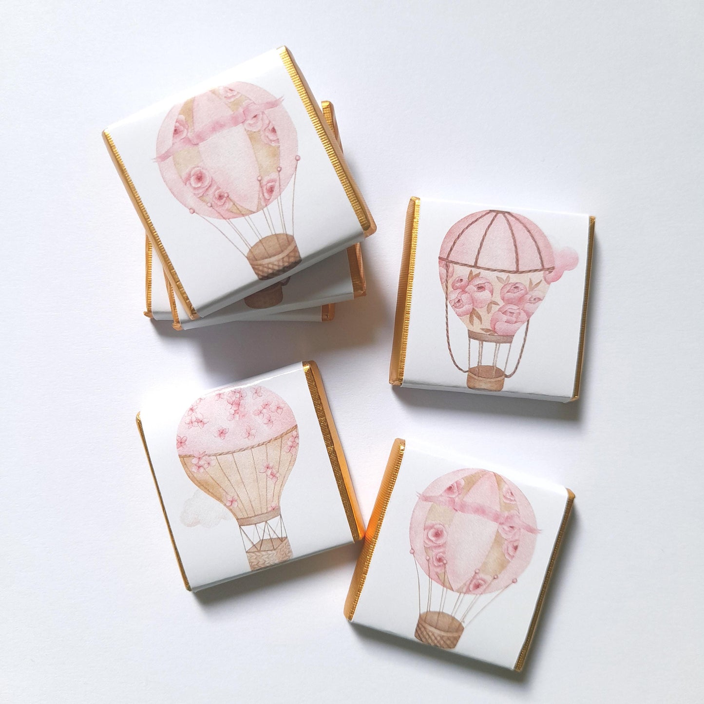 Blush Hot Air Balloon Baby Shower Chocolate Favours (25 Pack
