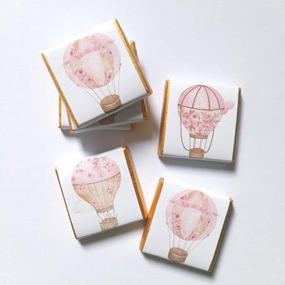 Blush Hot Air Balloon Baby Shower Chocolate Favours (25 Pack