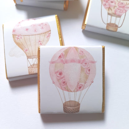 Blush Hot Air Balloon Baby Shower Chocolate Favours (25 Pack
