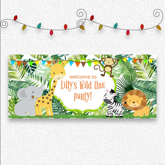 banner designed for first birthdays or safari-themed parties.