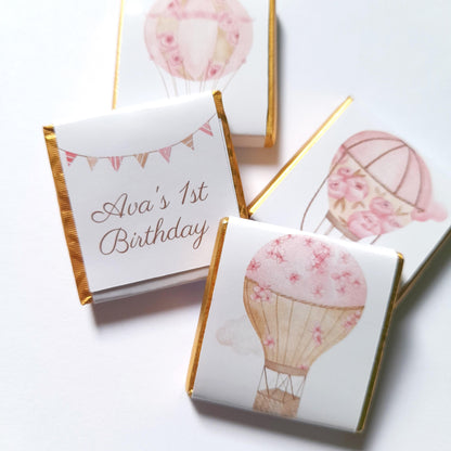 Blush Hot Air Balloon Baby Shower Chocolate Favours (25 Pack