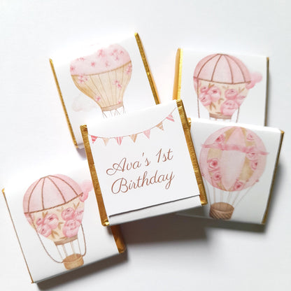 Blush Hot Air Balloon Baby Shower Chocolate Favours (25 Pack