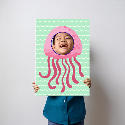 Jellyfish Photo Booth Prop – Under-the-Sea Face Cut-Out (5 mm Foam)