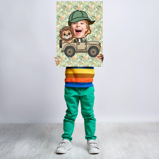 Lion Safari Driver Photo Booth Prop – Face Cut-Out

Material: 5 mm foam, making it lightweight.

Use Case: Ideal for jungle, safari, or animal-themed parties and birthdays.