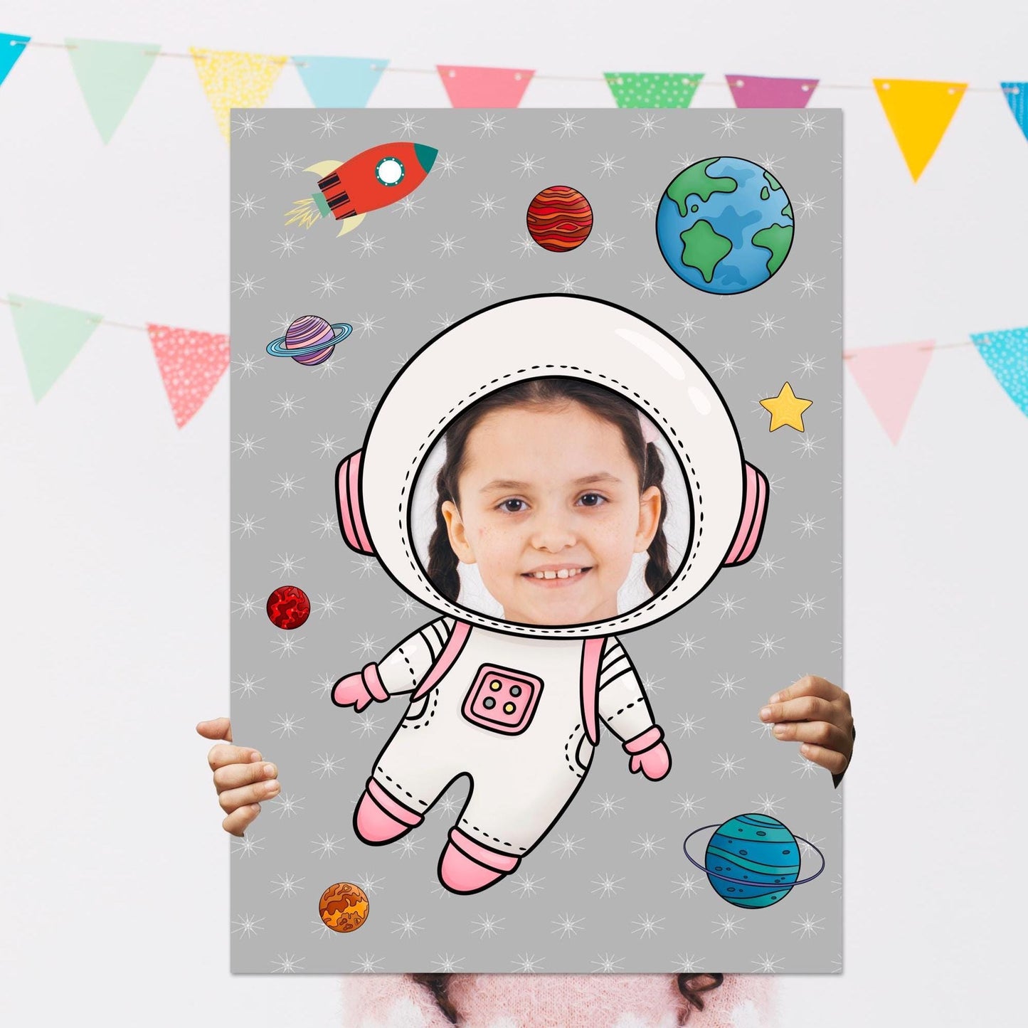 Astronaut Photo Booth Prop – Space Explorer Face Cut-Out (5 mm Foam)