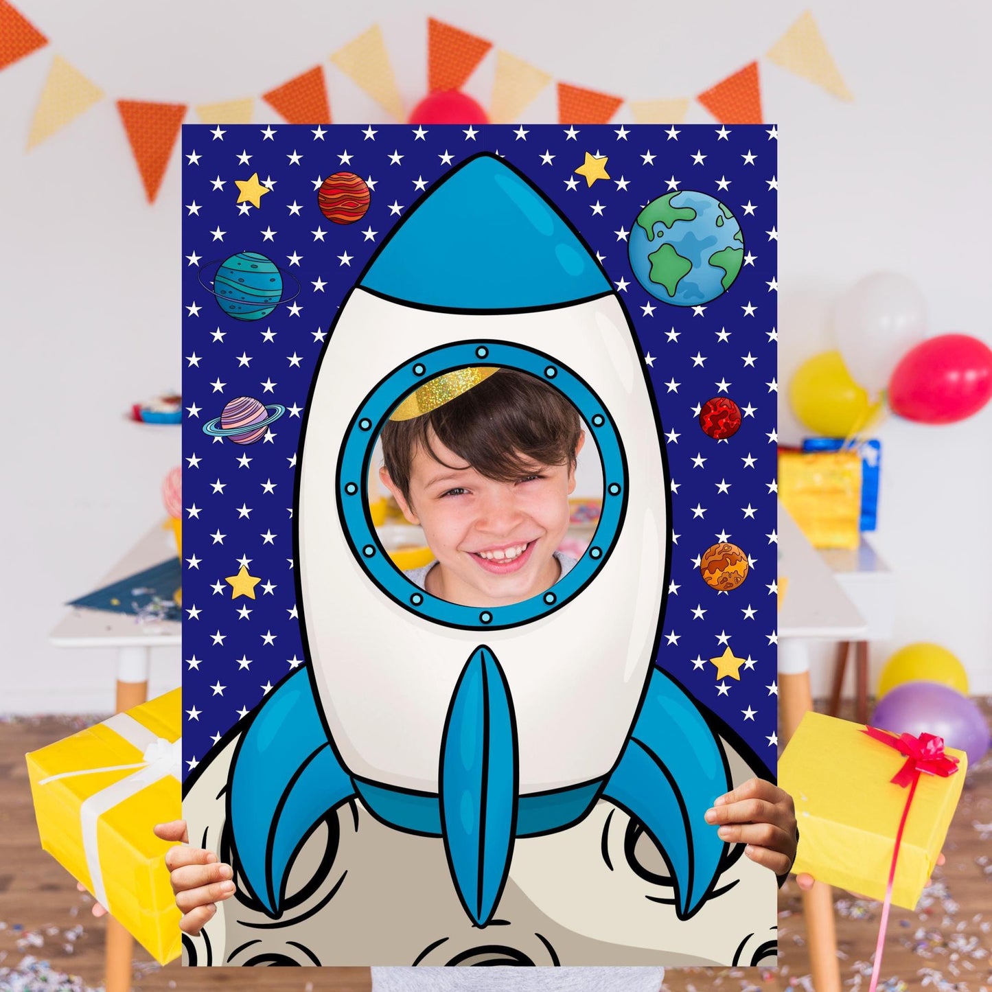 Space Rocket Photo Booth Prop – Outer Space Face Cut-Out (5 mm Foam)