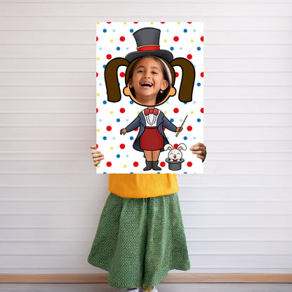 Magician Girl Photo Booth Prop – Circus Magic Face Cut-Out