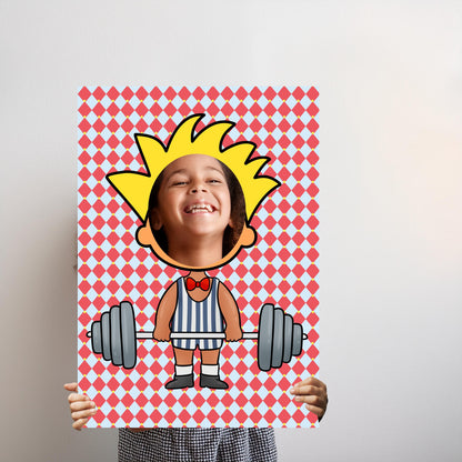 Strongman Photo Booth Prop – Circus Party Face Cut-Out (5 mm Foam)