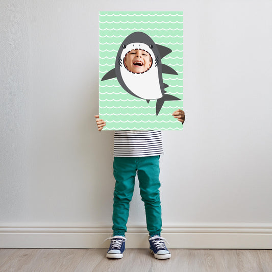 Shark Photo Booth Prop – Under-the-Sea Face Cut-Out

Purpose: A fun, handmade prop for kids' parties with an under-the-sea, ocean, or shark theme.