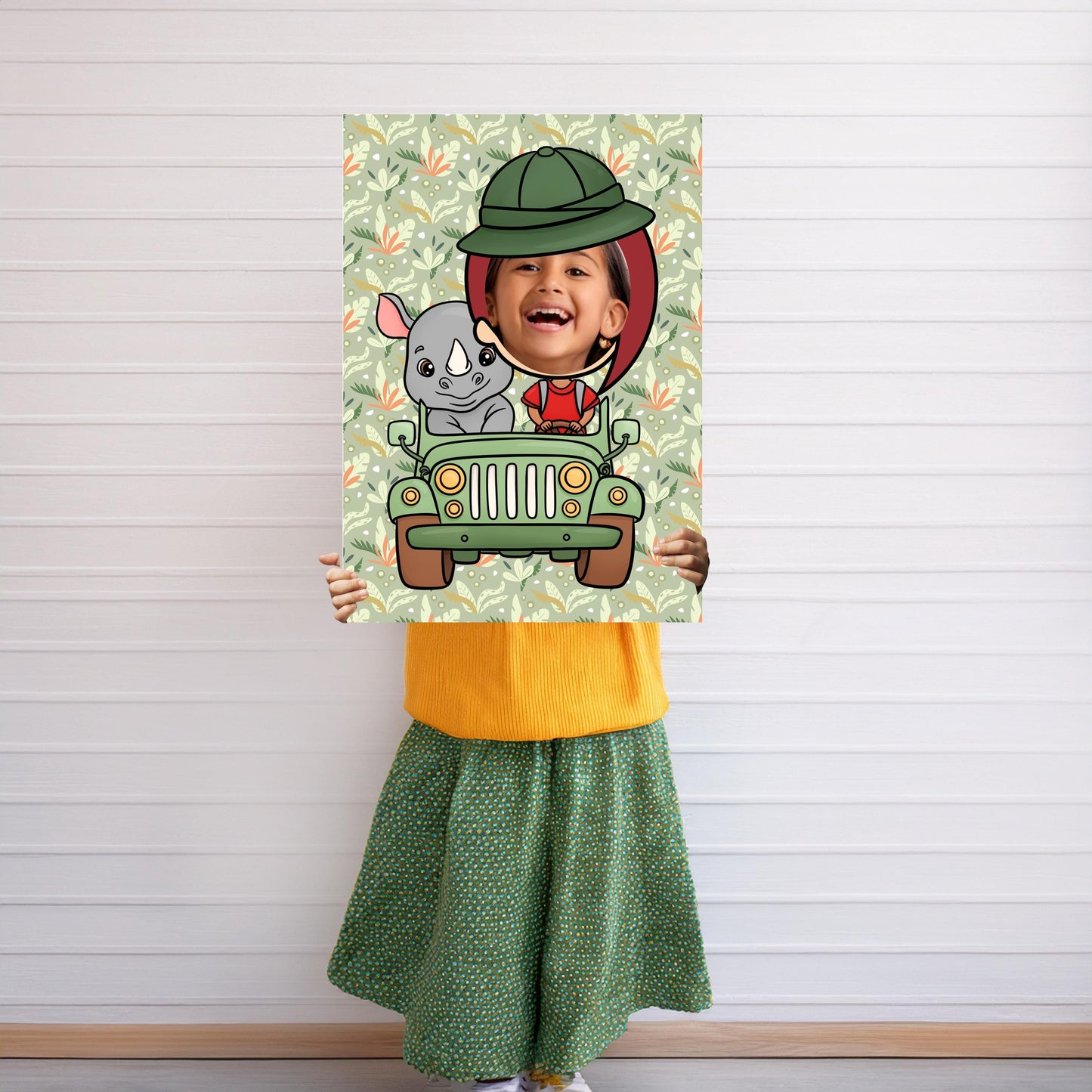 Rhino Safari Photo Booth Prop – Jungle Party Face Cut-Out (5 mm Foam)