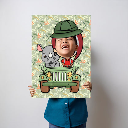 Rhino Safari Photo Booth Prop – Jungle Party Face Cut-Out (5 mm Foam)