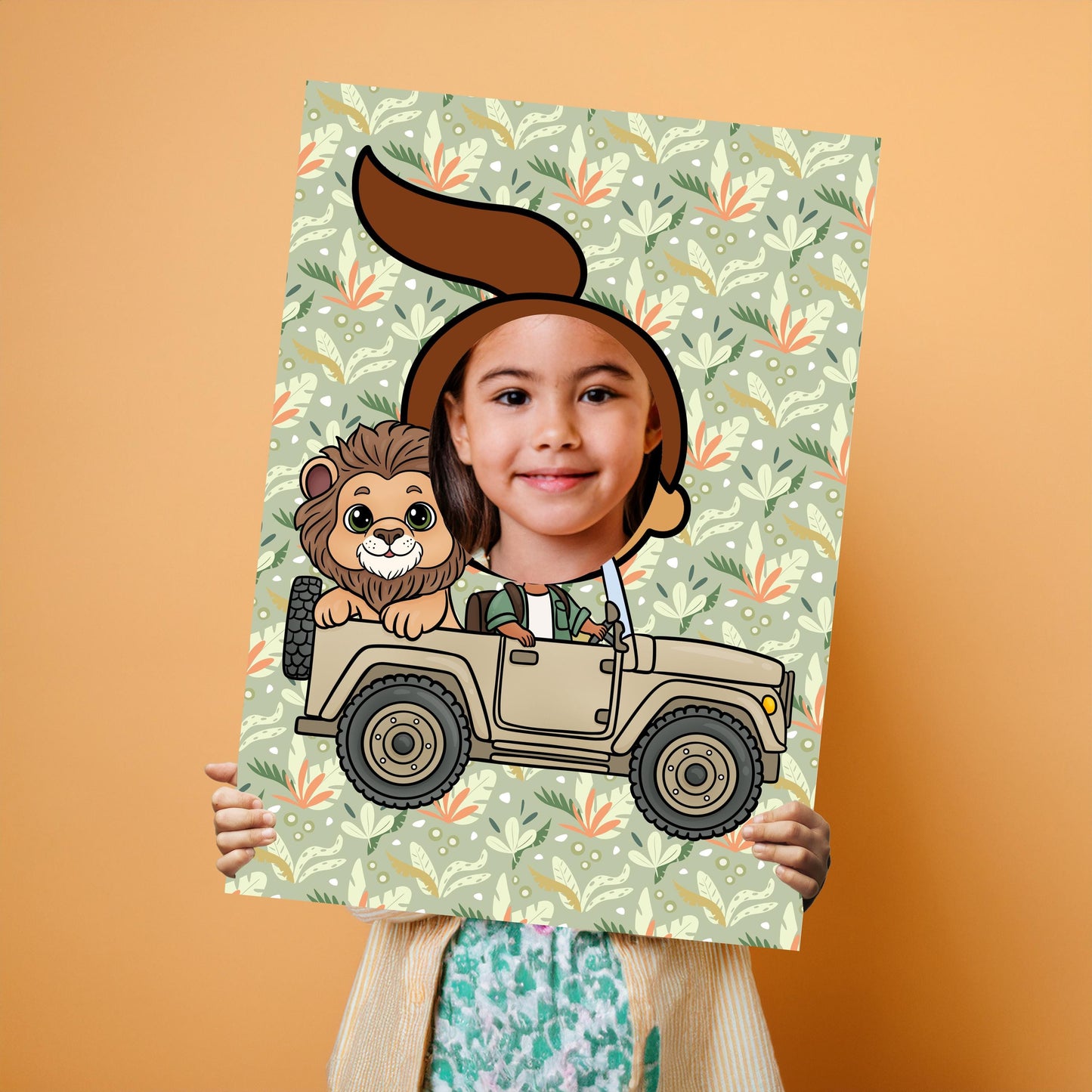 Lion Safari Driver Photo Booth Prop – Jungle Party Face Cut-Out (5 mm Foam)
