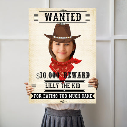 Personalised Wanted Poster Photo Booth Prop – Western Cowboy Face Cut-Out (5 mm Foam)