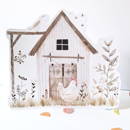 Personalised Farm Cake Topper Set – Barn and Chickens