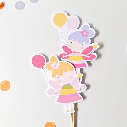 Magical Flower Fairy Cake Topper Set with Freestanding Figure – Personalised Party Decor