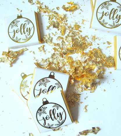 Personalised White Gold Bubble Christmas Chocolates – Pack of 25