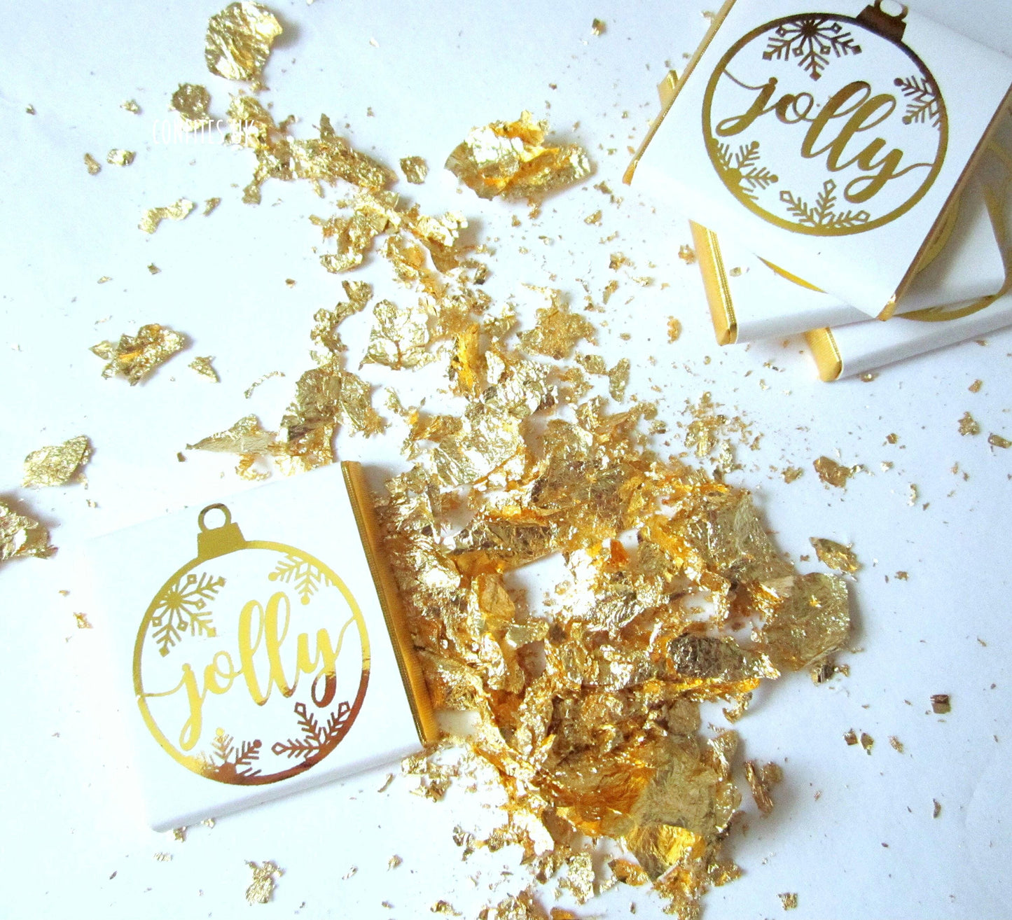 Personalised White Gold Bubble Christmas Chocolates – Pack of 25