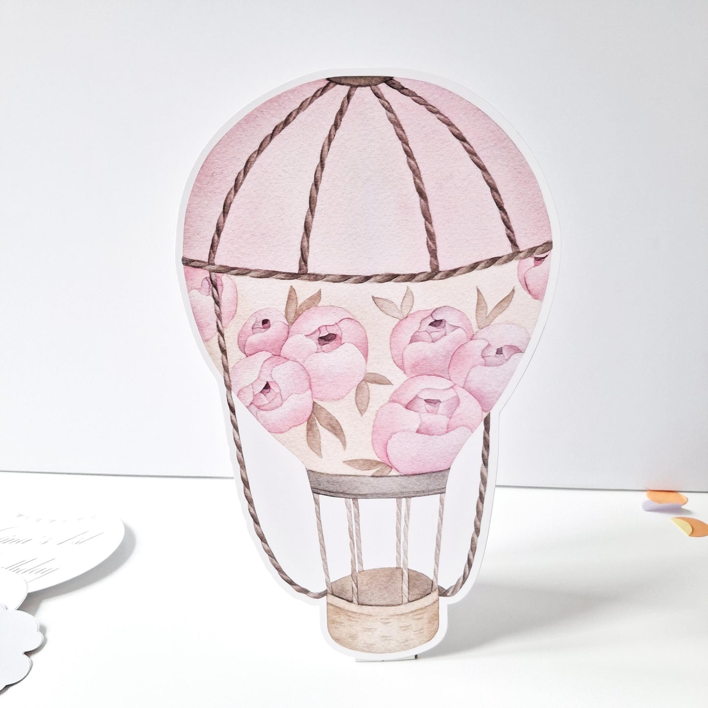 Personalised Hot Air Balloon Cake Topper Set – Pink Floral