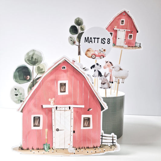 Farmyard Cake Topper Set – Personalised Barn Animal Party Décor